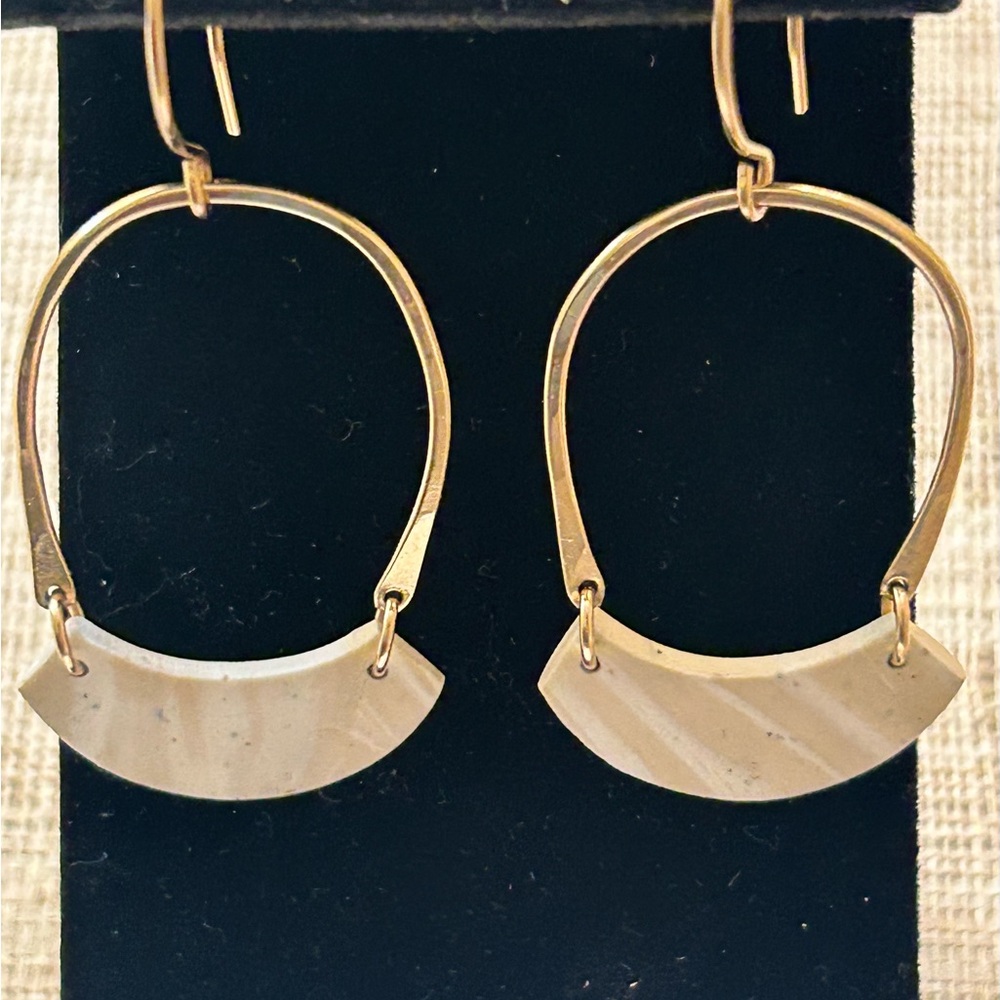 COPY - Earrings clayhoops,hammered 14k gold fill metal and polymer clay.